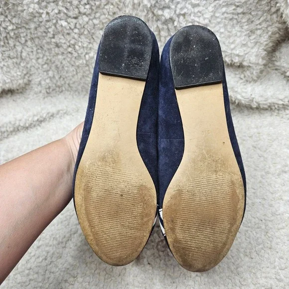 Talbots Dachshund Navy Blue Suede Leather Loafers sz 8 - Picture 6 of 7